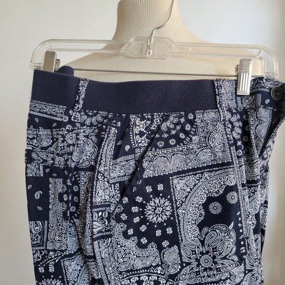 Style & Co Pants - Style & Co Paisley-Print Navy & White Tie-Hem Capri Pants (Size: 14)